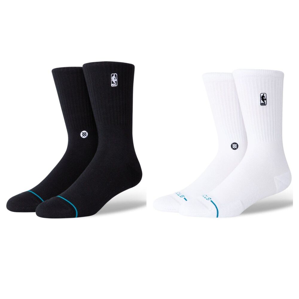 Stance NBA Logoman Black Pair and White Pair Crew Socks Size Large (9-13) NWT